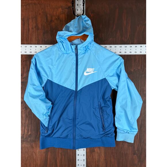 Nike Sportswear NSW Windrunner Hooded Full Zip‎ Jacket Woven Blue Kids Small GUC - Picture 2 of 10